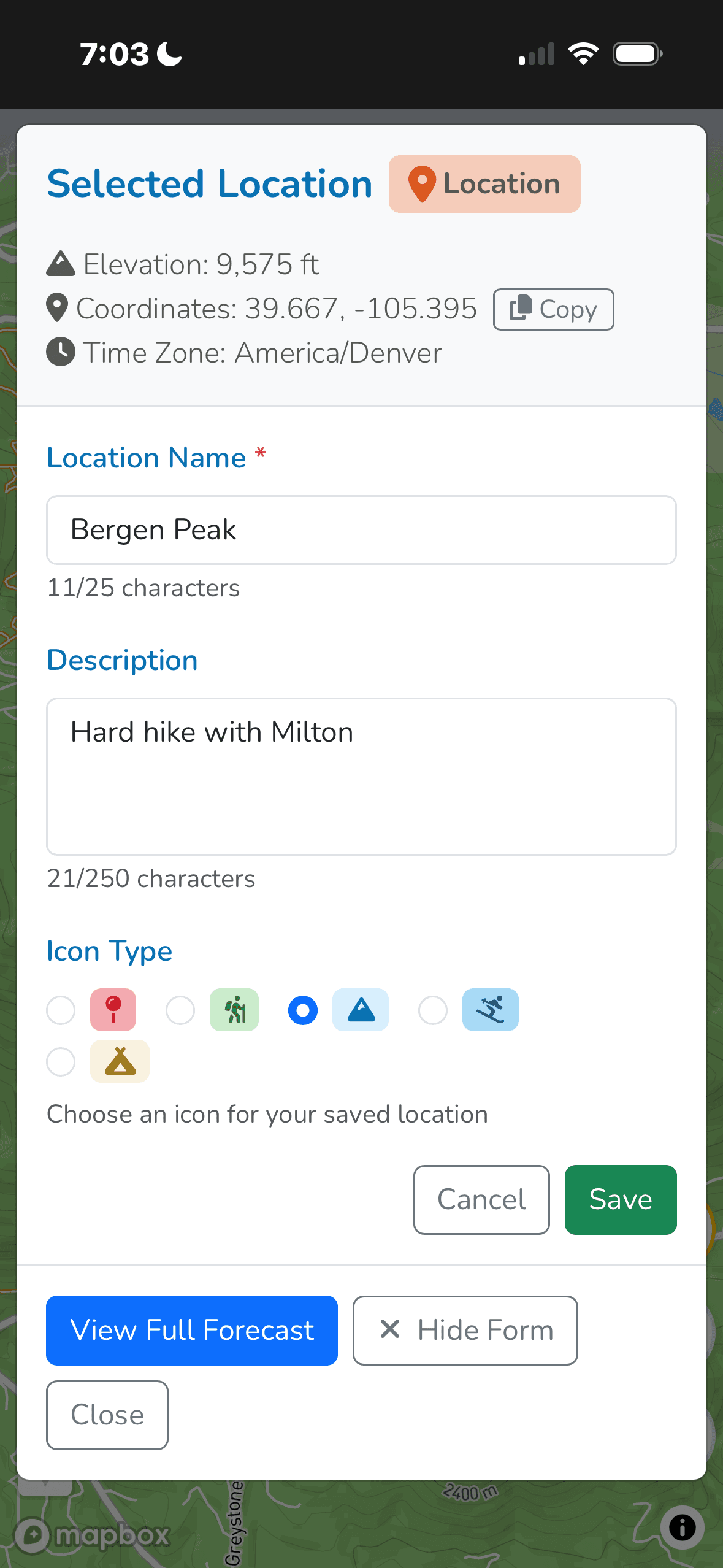 Explore map with custom saved pins