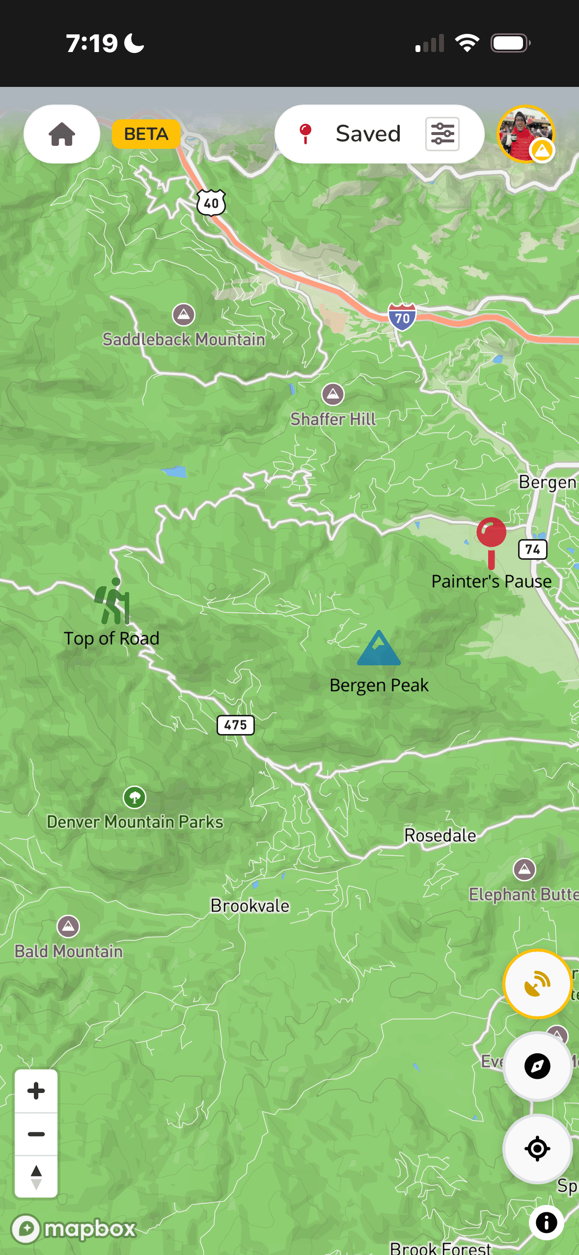 Saved location with detailed weather forecast